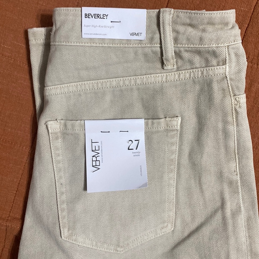 Vervet cream super high rise straight jean
